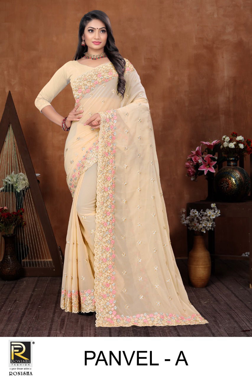 Ronisha Panvel Embroidery designer Fancy Festive Wear Saree Collection
